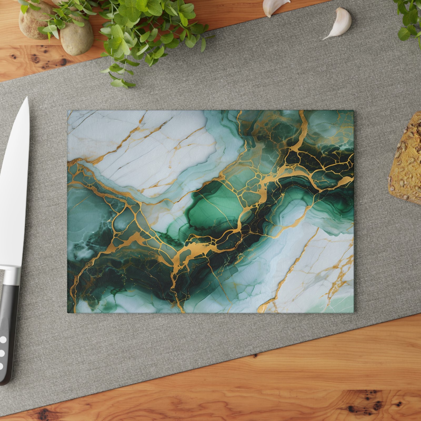 Marble Glass Cutting Board, Kitchen Decor, Housewarming Gift, Cooking Utensil