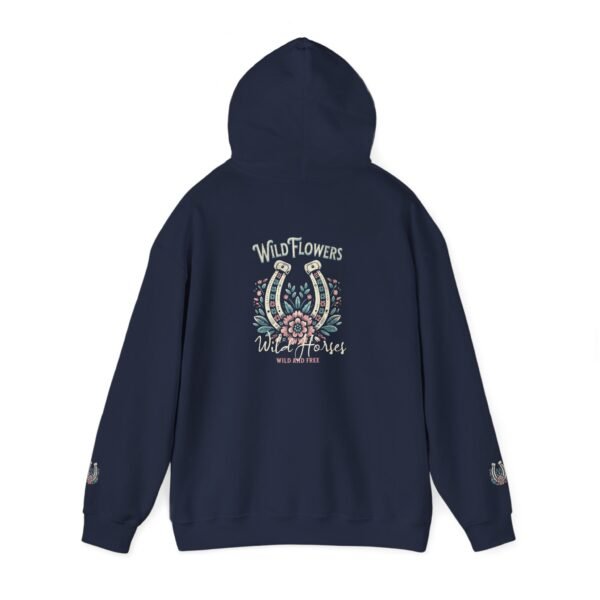 Horseshoe Wildflower Horse Unisex Hoodie, Gildan Soft Sweatshirt, Nature Lover Gift, Floral Animal Sweatshirt, Boho Horse Hoodie - Image 47
