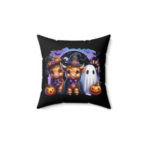 Highland Cows Halloween Pillow, Square Pillow, Halloween Decor, Costume Cow Pillow, Spooky Farmhouse Pillow, Fall Home Decor