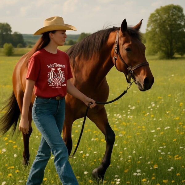 Wild Flowers and Wild Horses Comfort Colors T-Shirt, Unisex Tee, Nature Lover Shirt, Horse Lover Gift, Floral Graphic Tee - Image 2