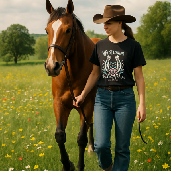 Wild Flowers and Wild Horses Comfort Colors T-Shirt, Unisex Tee, Nature Lover Shirt, Horse Lover Gift, Floral Graphic Tee - Image 4