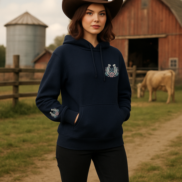 Horseshoe Wildflower Horse Unisex Hoodie, Gildan Soft Sweatshirt, Nature Lover Gift, Floral Animal Sweatshirt, Boho Horse Hoodie - Image 3