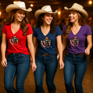 Western Charm V-Neck T-Shirt, Cowgirl Country Women's Tee, Rodeo Style Top, Southern Chic Shirt, Southwest Fashion Blouse