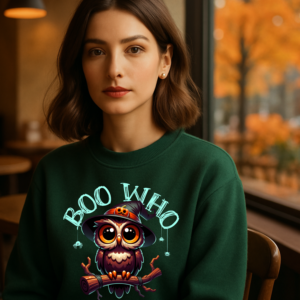 Halloween Who Owl Sweatshirt, Spooky Crewneck Jumper, Scary Night Outfit, Boo Sweatshirt, Fall Fashion Top