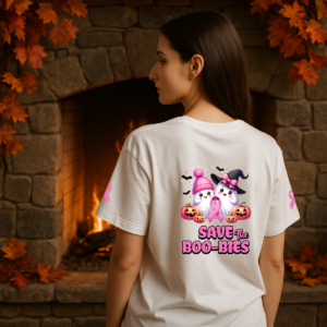 Breast Cancer Awareness Ghost Tshirt, Halloween Tee, Unisex Gildan Shirt, Save the Boo-bies, Breast Cancer Support Top, Awareness Ribbon Tee