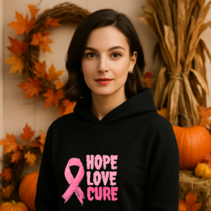 Breast Cancer Awareness Unisex Hoodie, Hope Love Cure Design, Pink Ribbon Support Jumper, Charity Sweatshirt, Cancer Survivor Gift