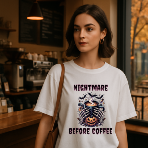 Nightmare Before Coffee Unisex T-shirt, Halloween Tee for Coffee Lovers, Comfort Colors Shirt
