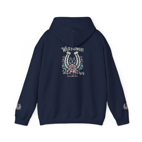 Horseshoe Wildflower Horse Unisex Hoodie, Gildan Soft Sweatshirt, Nature Lover Gift, Floral Animal Sweatshirt, Boho Horse Hoodie - Image 46