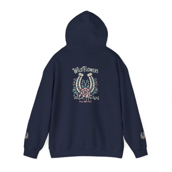 Horseshoe Wildflower Horse Unisex Hoodie, Gildan Soft Sweatshirt, Nature Lover Gift, Floral Animal Sweatshirt, Boho Horse Hoodie - Image 43