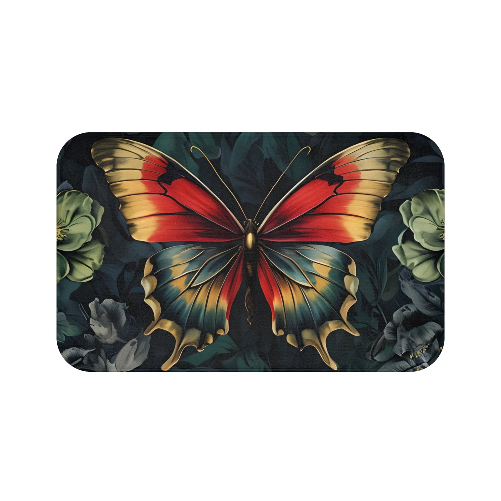 Butterfly Bath Mat, Floral Bathroom Rug, Butterfly Decor, Non-Slip Bath Mat, Butterfly Theme Home Decor - Image 2