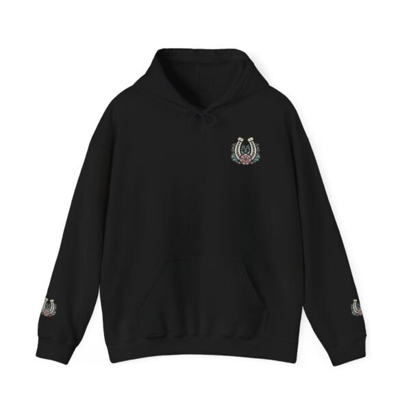 Horseshoe Wildflower Horse Unisex Hoodie, Gildan Soft Sweatshirt, Nature Lover Gift, Floral Animal Sweatshirt, Boho Horse Hoodie - Image 2