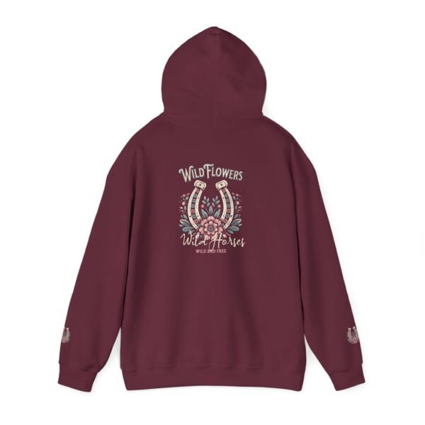 Horseshoe Wildflower Horse Unisex Hoodie, Gildan Soft Sweatshirt, Nature Lover Gift, Floral Animal Sweatshirt, Boho Horse Hoodie - Image 11