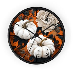Harvest Bloom Wall Clock, Autumn Home Decor, Thanksgiving Gift, Modern Fall Clock, Rustic Kitchen Accent