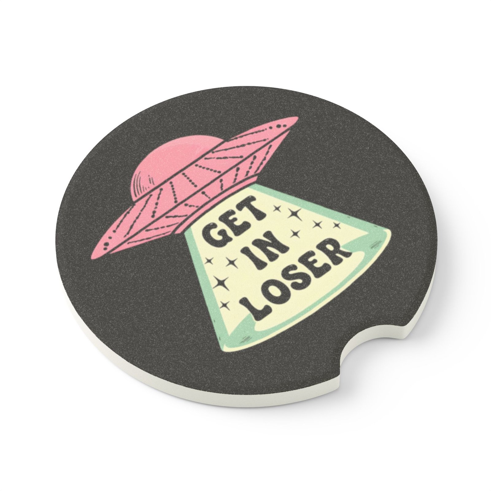 Car Coaster - Get in Loser with Alien Ship, UFO Drink Holder, Funny Automotive Cup Holder, Spacecraft Car Accessories, Alien Abduction - Image 6