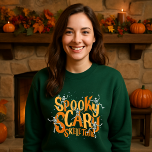 Spooky Scary Skeleton Unisex Sweatshirt, Halloween Crewneck Jumper, Cute Silly Skeletons Apparel, Gildan Pullover, Cozy Fall Fashion