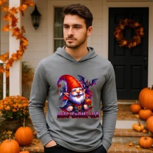 Vampire Gnome Halloween Hooded Tee, Drag-Gnome-ula Long Sleeve Shirt, Cute Spooky Bat Costume