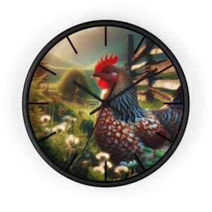 Rustic Farmhouse 'Rise & Cluck' Wall Clock, Chicken Hen Kitchen Decor, Farmhouse Wall Art, Cozy Country Chic Clock, Farmhouse Kitchen Decor