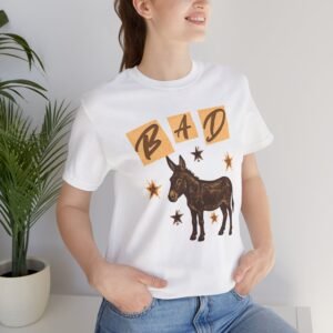BAD ASS Vintage Donkey Unisex Tee Shirt, Rugged Graphic T-Shirt for Bold Attitude, Retro Style Animal Lover Top, Western Charm Shirt, Farm