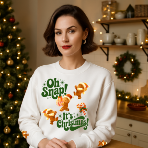 Christmas Gingerbread Cookie Holiday Sweatshirt, Unisex Xmas Jumper, Oh Snap It's Christmas Pullover, Festive Winter Apparel, Funny Holiday
