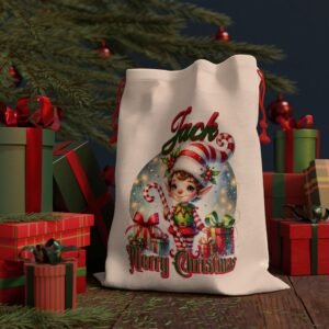 Christmas Personalized Gift Bag - Elf Design, Custom Name Option, Vibrant Holiday Graphics, Drawstring Closure, Durable Material, Toys