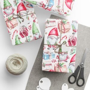 Wrapping Papers, Christmas Gnome Gift Wrap, Holiday Present Packaging, Festive Wrapping Sheets, Xmas Paper Rolls, Gift Accessories