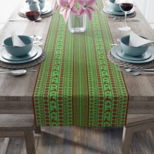 Christmas Table Runner, Holiday Decor, Festive Table Setting, Polyester Blend or Cotton Twill, Red & Green, Rustic Charm