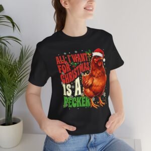 Chicken Christmas Tee, Funny Holiday Shirt, Farm Lover Gift, Santa Hat Chick Top, Humorous Xmas Apparel, Ruffle Feathers Tee