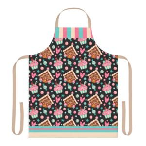 Sweet Treats Cupcakes Cookies Ice Cream Apron | Bib Apron with Striped Accents