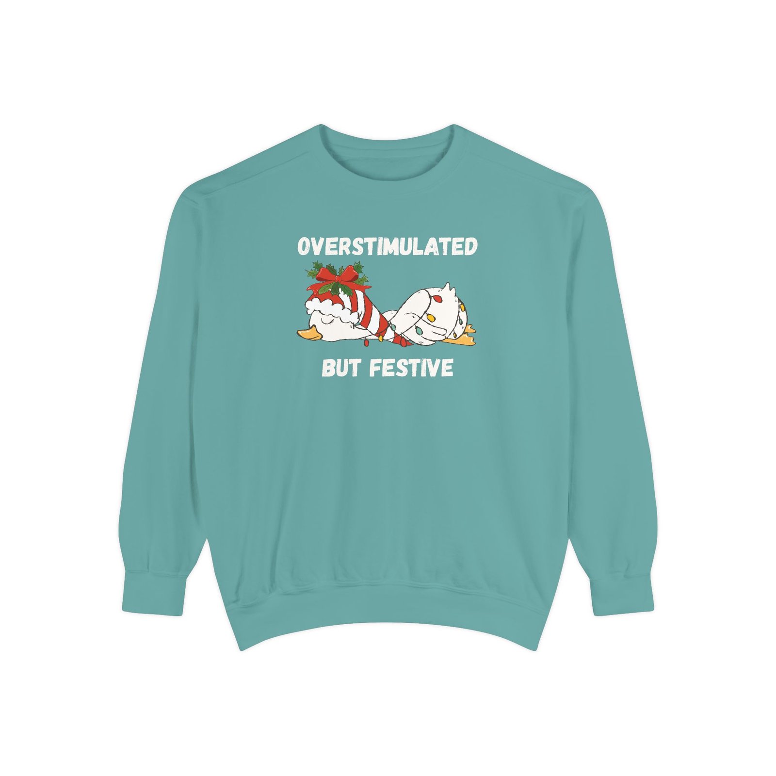Overstimulated but Festive Crewneck Sweatshirt, Christmas Critters Wrapped in Lights - Image 41