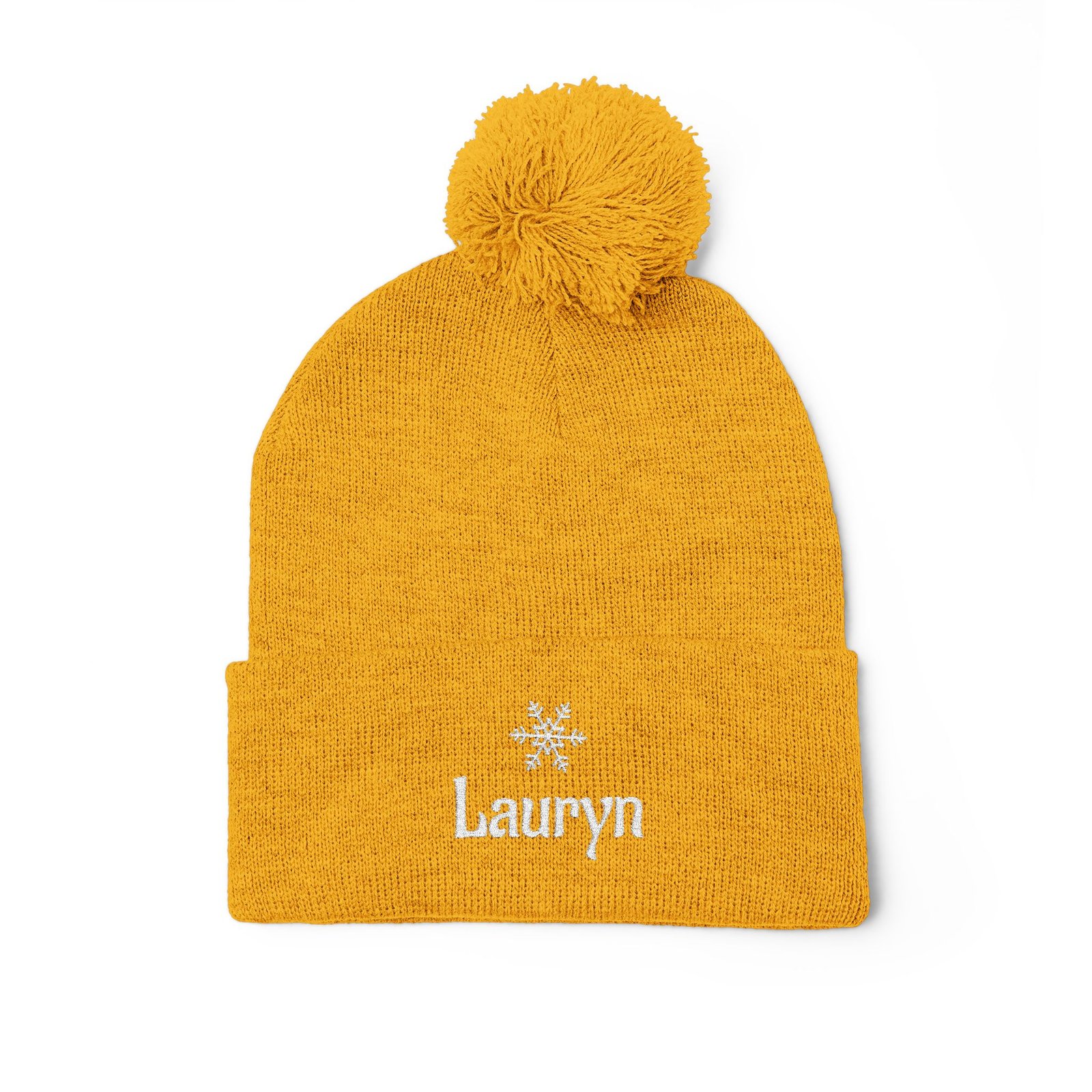 Embroidered Snowflake Name Pom-Pom Beanie | Knit Cap - Image 18