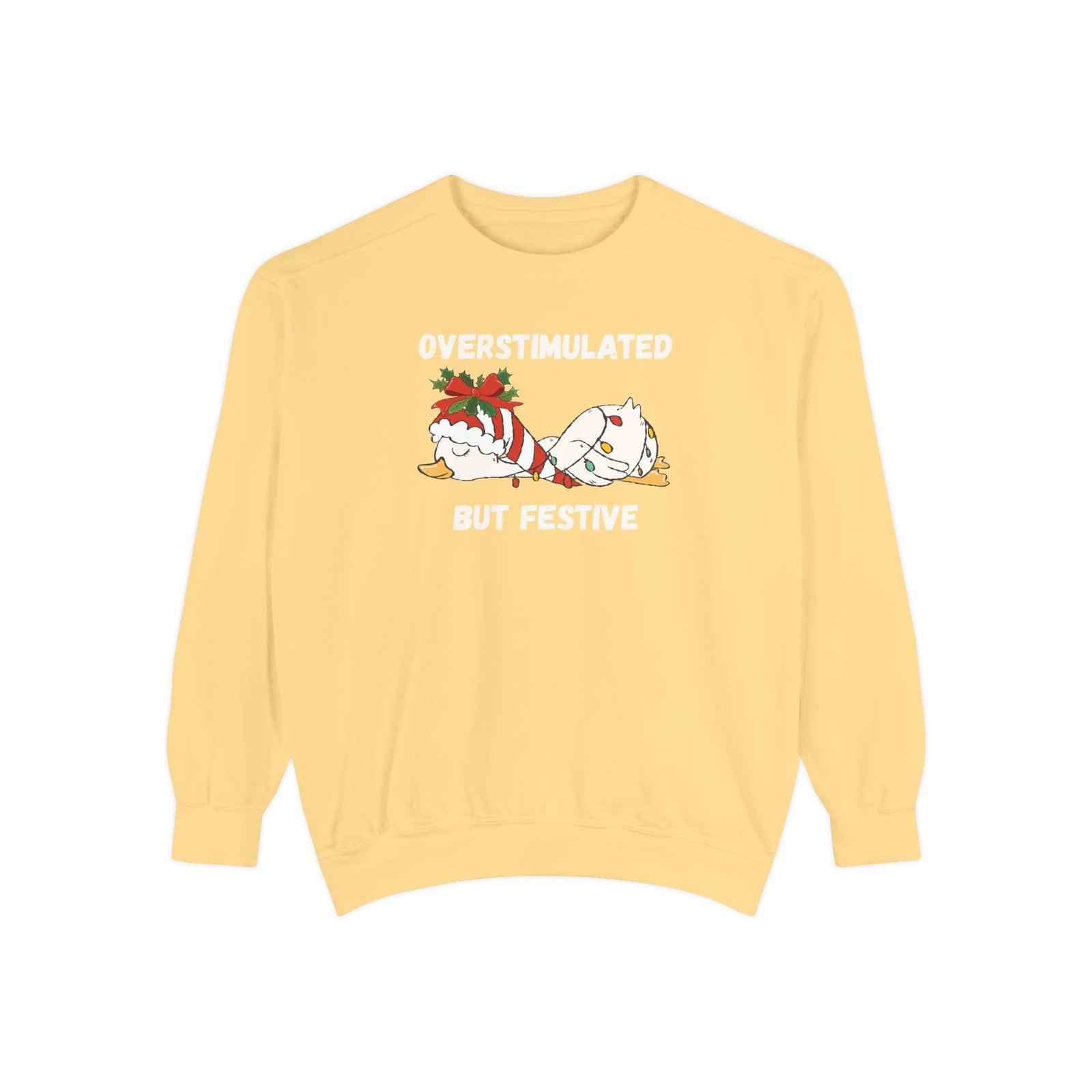 Overstimulated but Festive Crewneck Sweatshirt, Christmas Critters Wrapped in Lights - Image 11