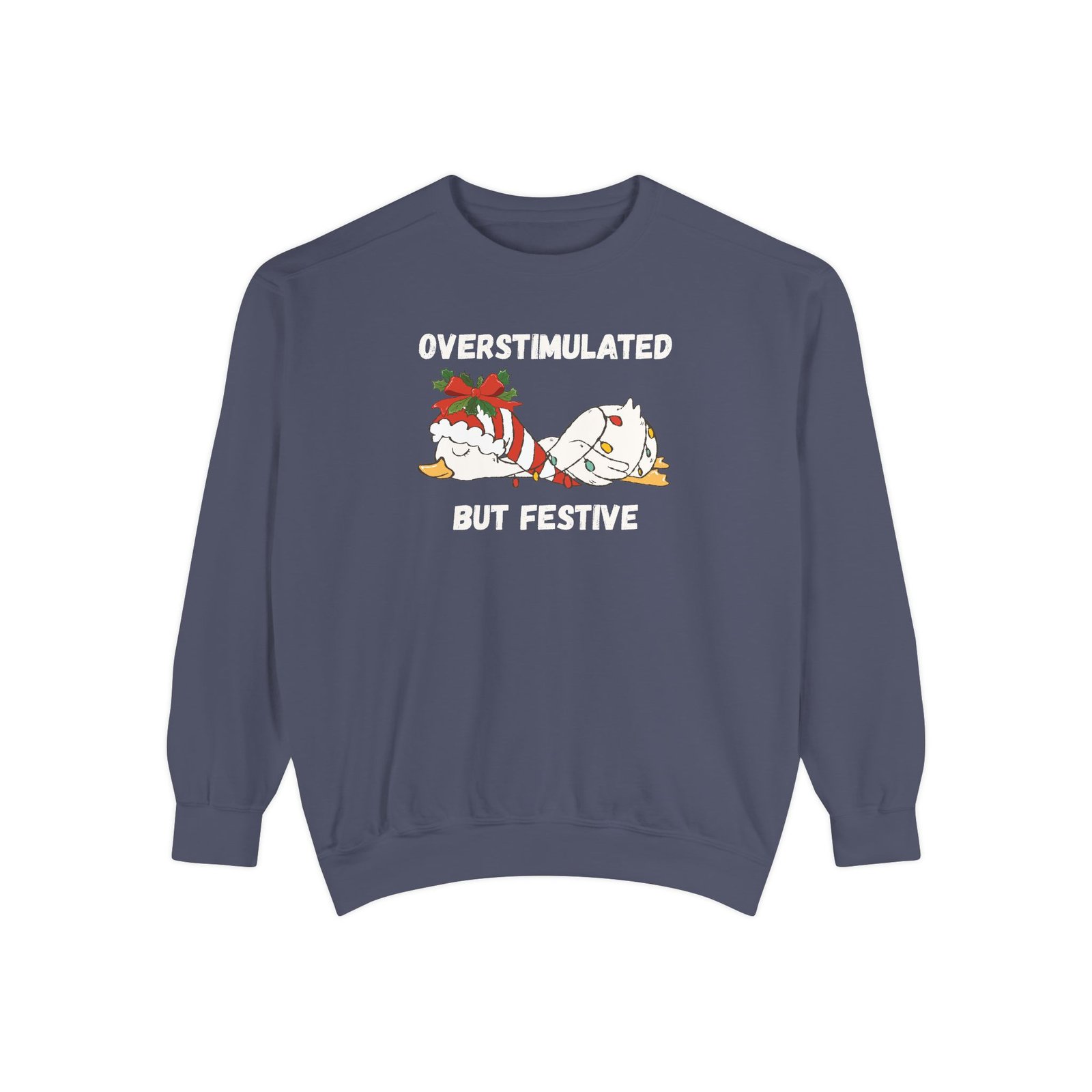 Overstimulated but Festive Crewneck Sweatshirt, Christmas Critters Wrapped in Lights - Image 66