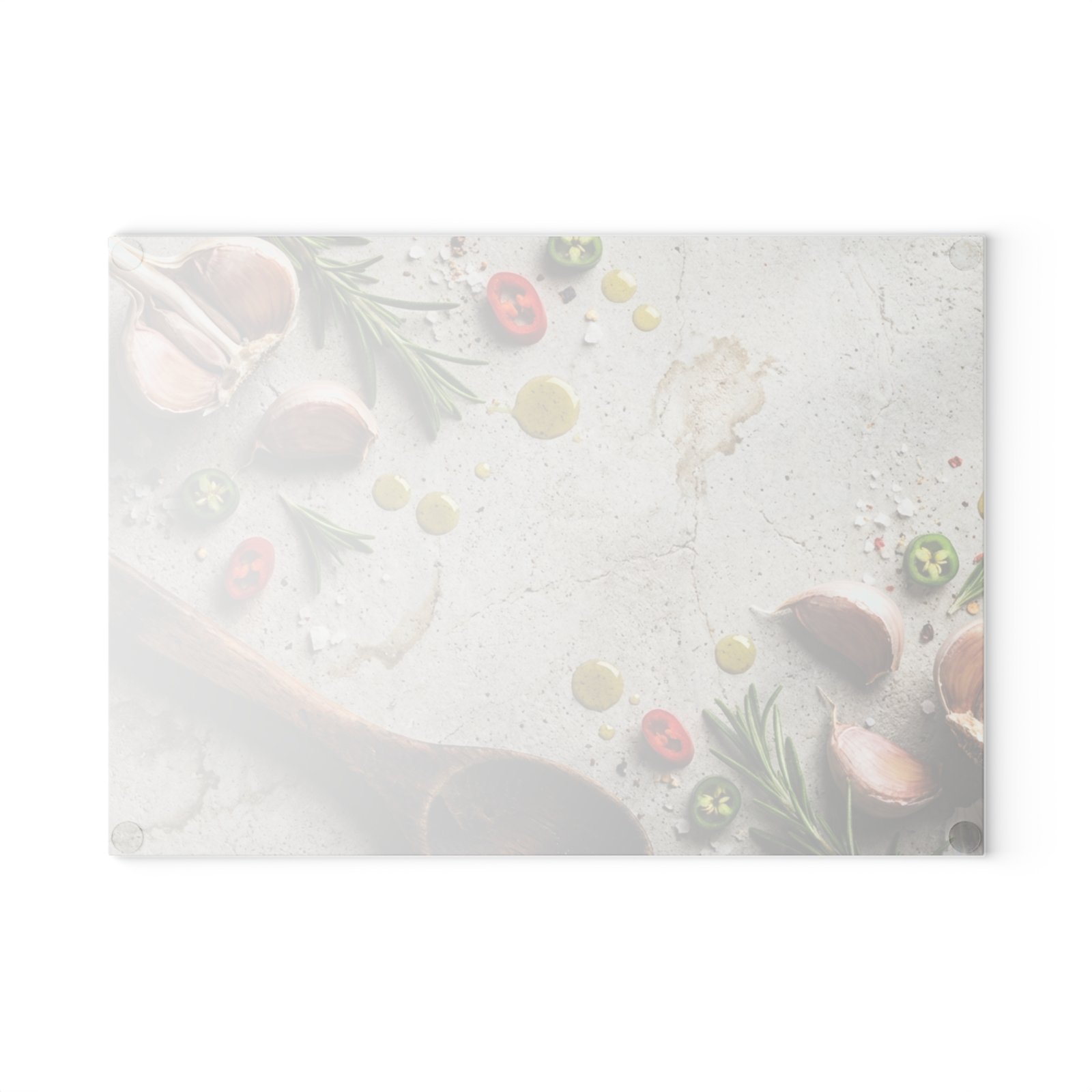 Rustic Garlic Rosemary Chili Glass Cutting Board | Kitchen Prep Serving Board - Image 3