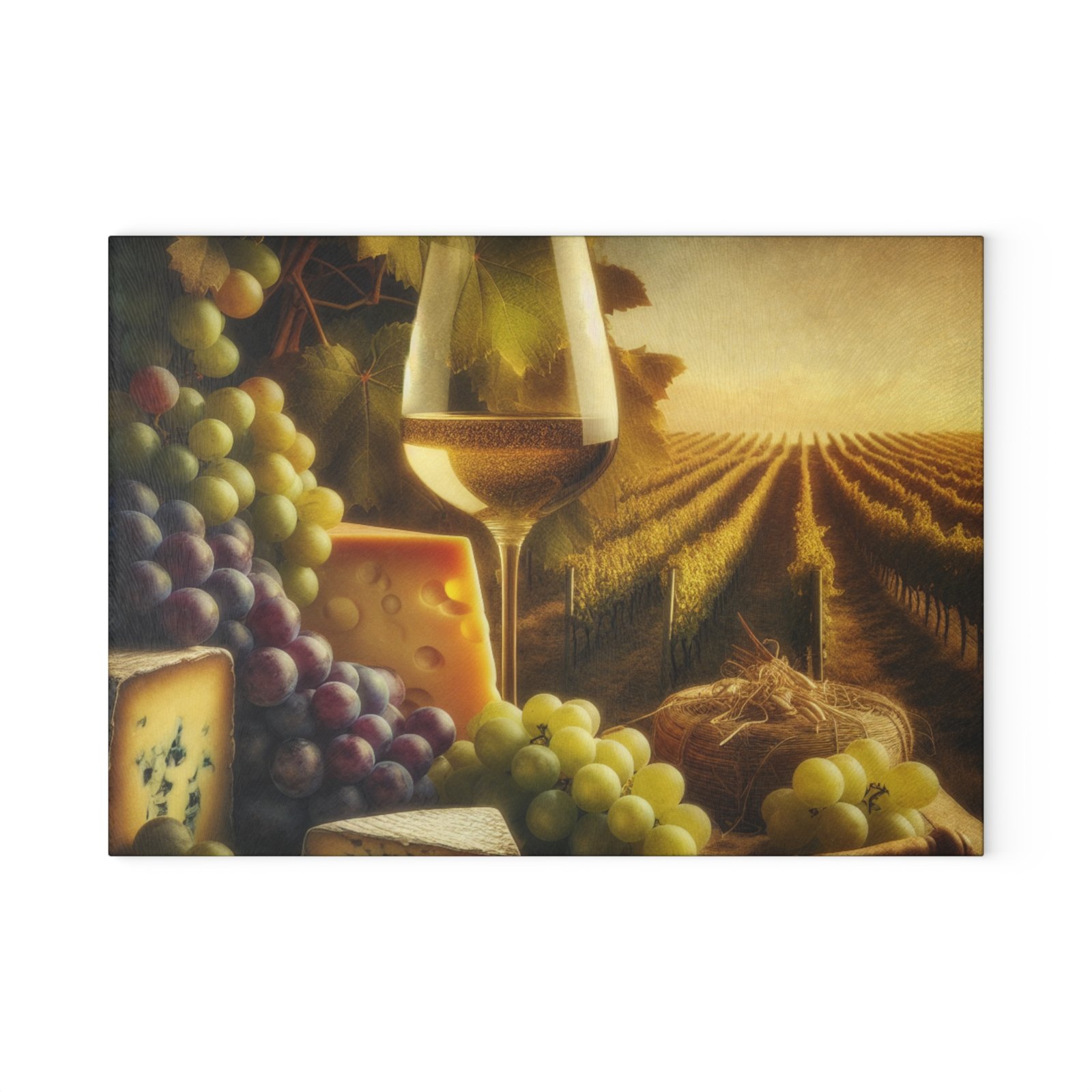 Vineyard Sunset Wine and Cheese Glass Cutting Board | Scenic Serving Platter - Image 2