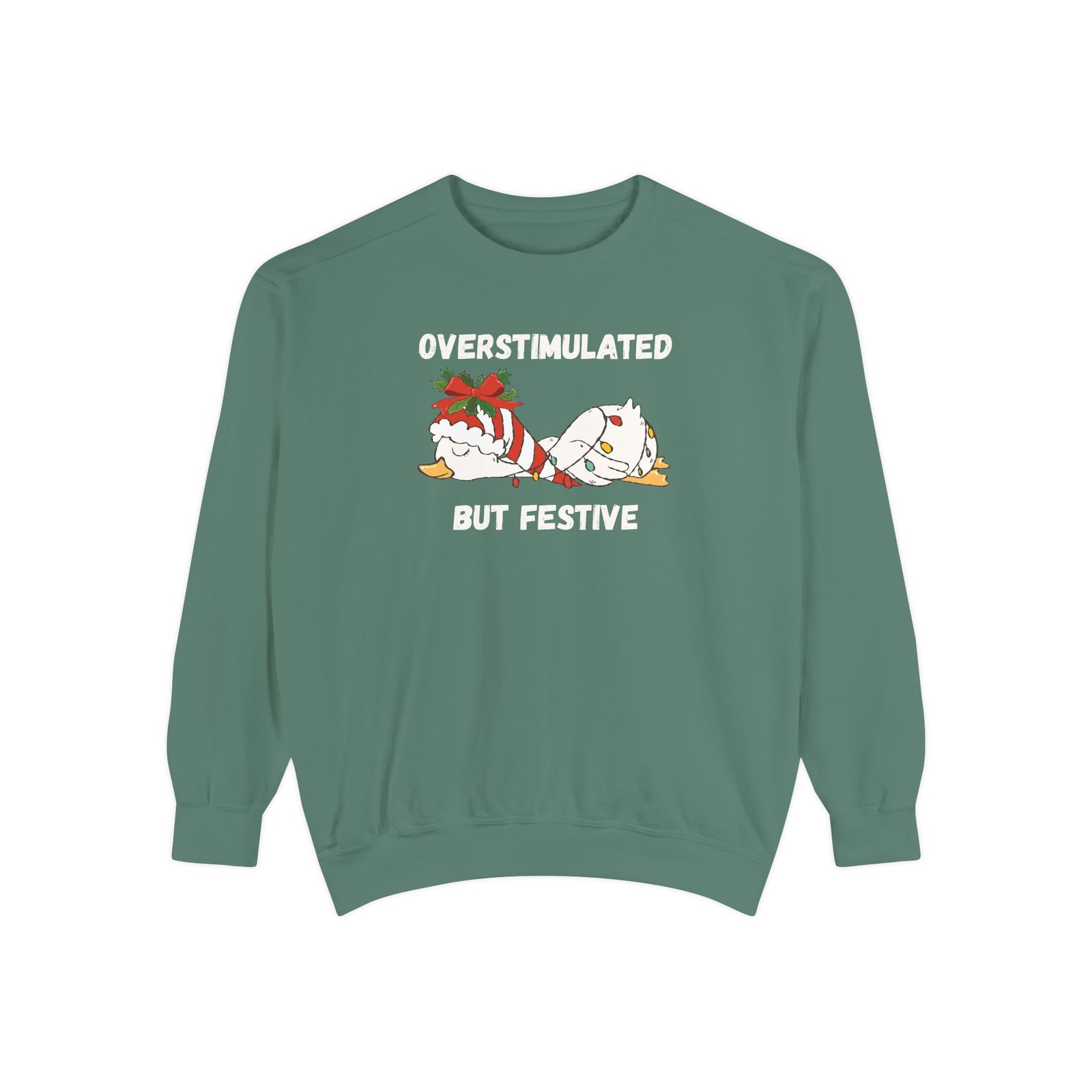 Overstimulated but Festive Crewneck Sweatshirt, Christmas Critters Wrapped in Lights - Image 31