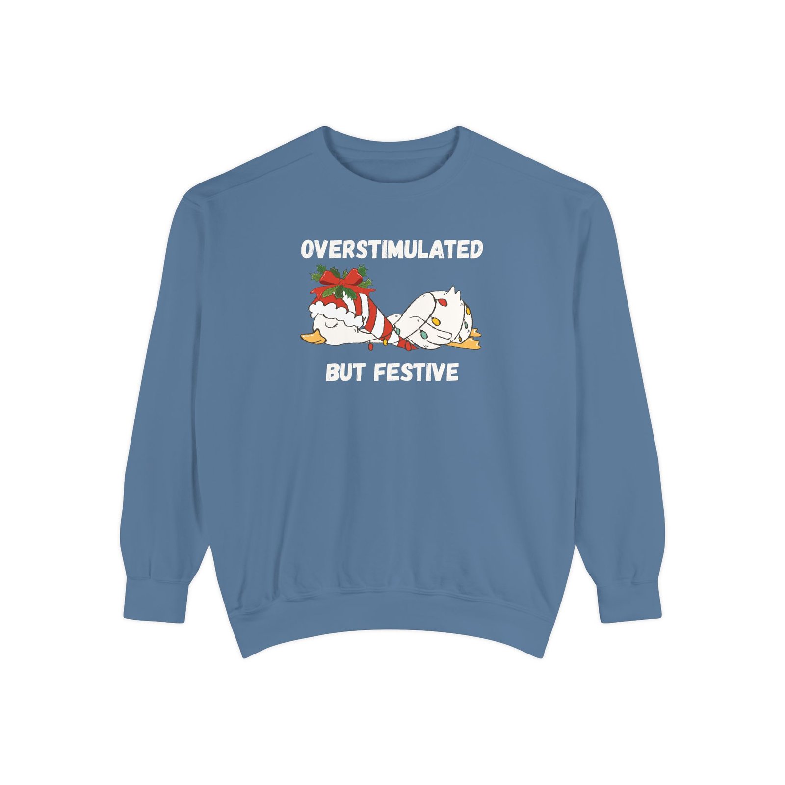 Overstimulated but Festive Crewneck Sweatshirt, Christmas Critters Wrapped in Lights - Image 61