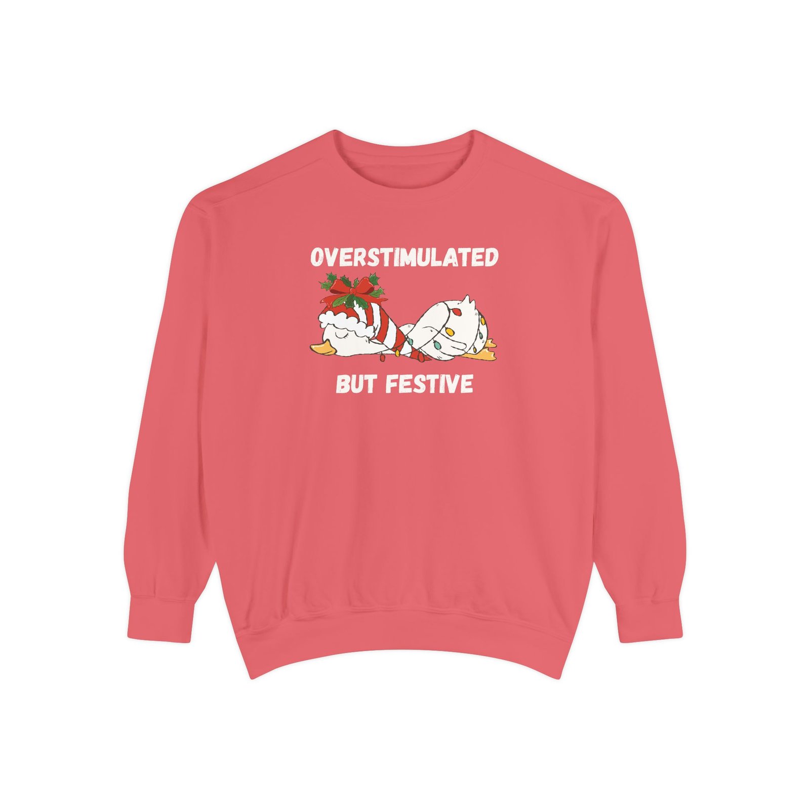 Overstimulated but Festive Crewneck Sweatshirt, Christmas Critters Wrapped in Lights - Image 76