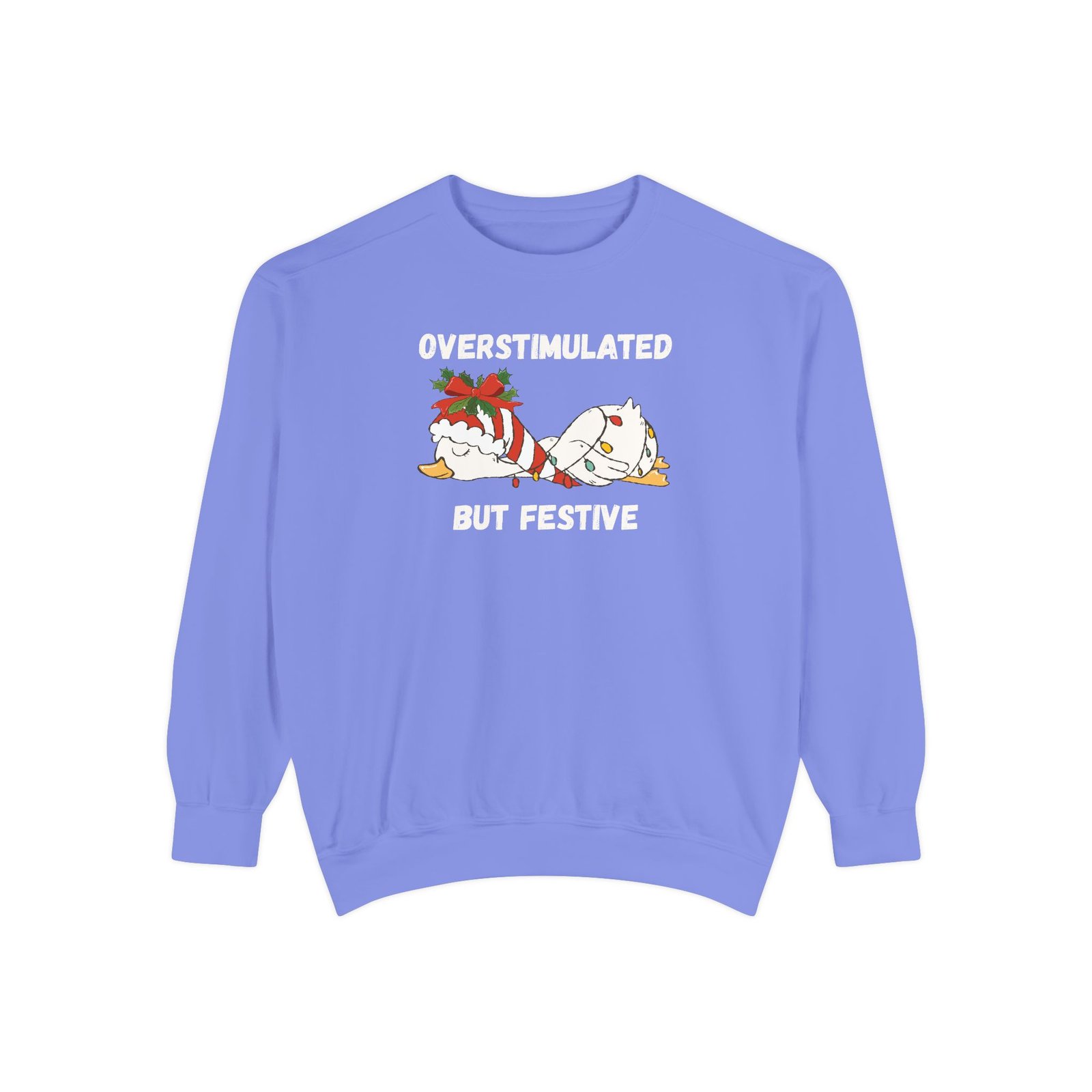 Overstimulated but Festive Crewneck Sweatshirt, Christmas Critters Wrapped in Lights - Image 56