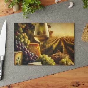 Vineyard Sunset Wine and Cheese Glass Cutting Board | Scenic Serving Platter