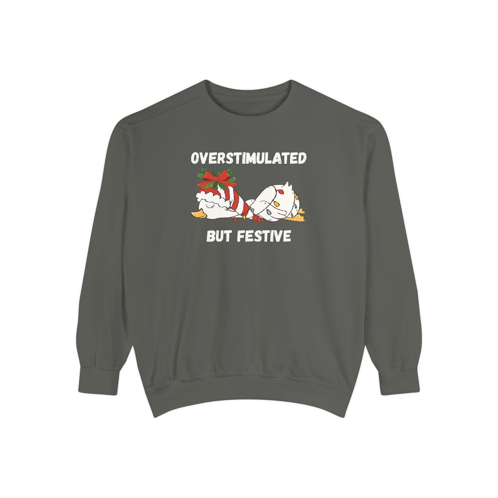 Overstimulated but Festive Crewneck Sweatshirt, Christmas Critters Wrapped in Lights - Image 16