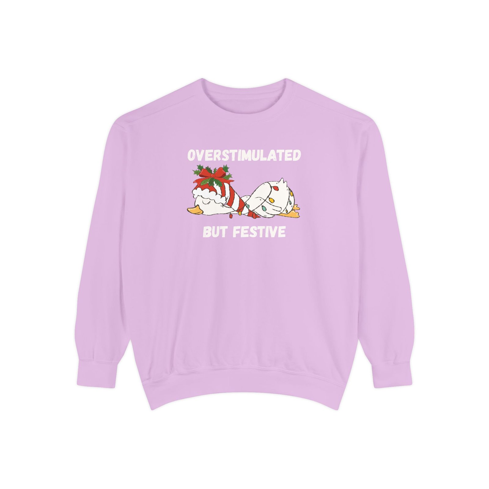 Overstimulated but Festive Crewneck Sweatshirt, Christmas Critters Wrapped in Lights - Image 71