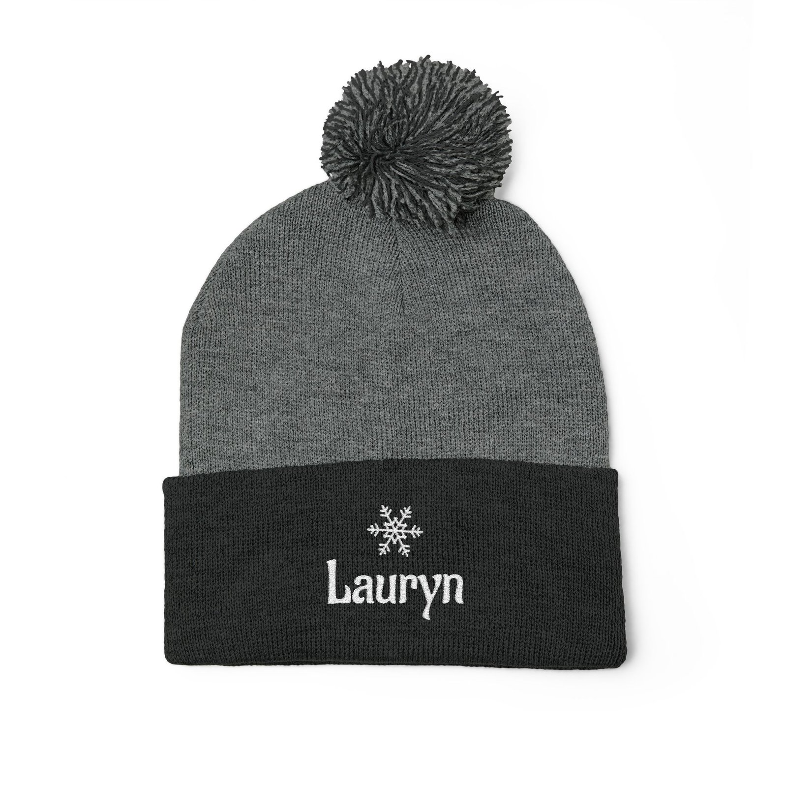 Embroidered Snowflake Name Pom-Pom Beanie | Knit Cap - Image 28
