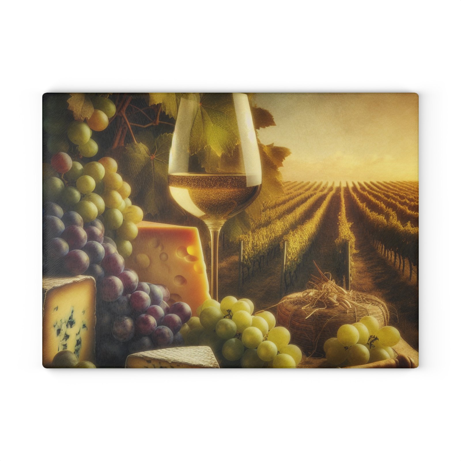 Vineyard Sunset Wine and Cheese Glass Cutting Board | Scenic Serving Platter - Image 5