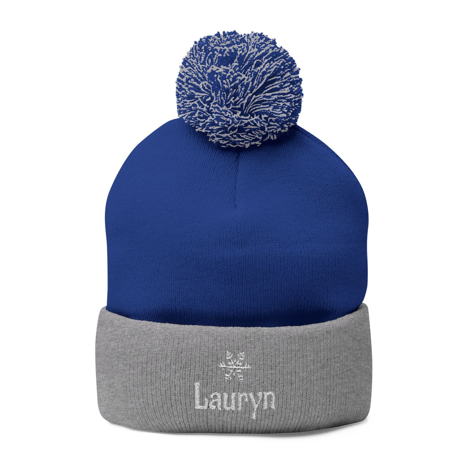 Embroidered Snowflake Name Pom-Pom Beanie | Knit Cap - Image 11