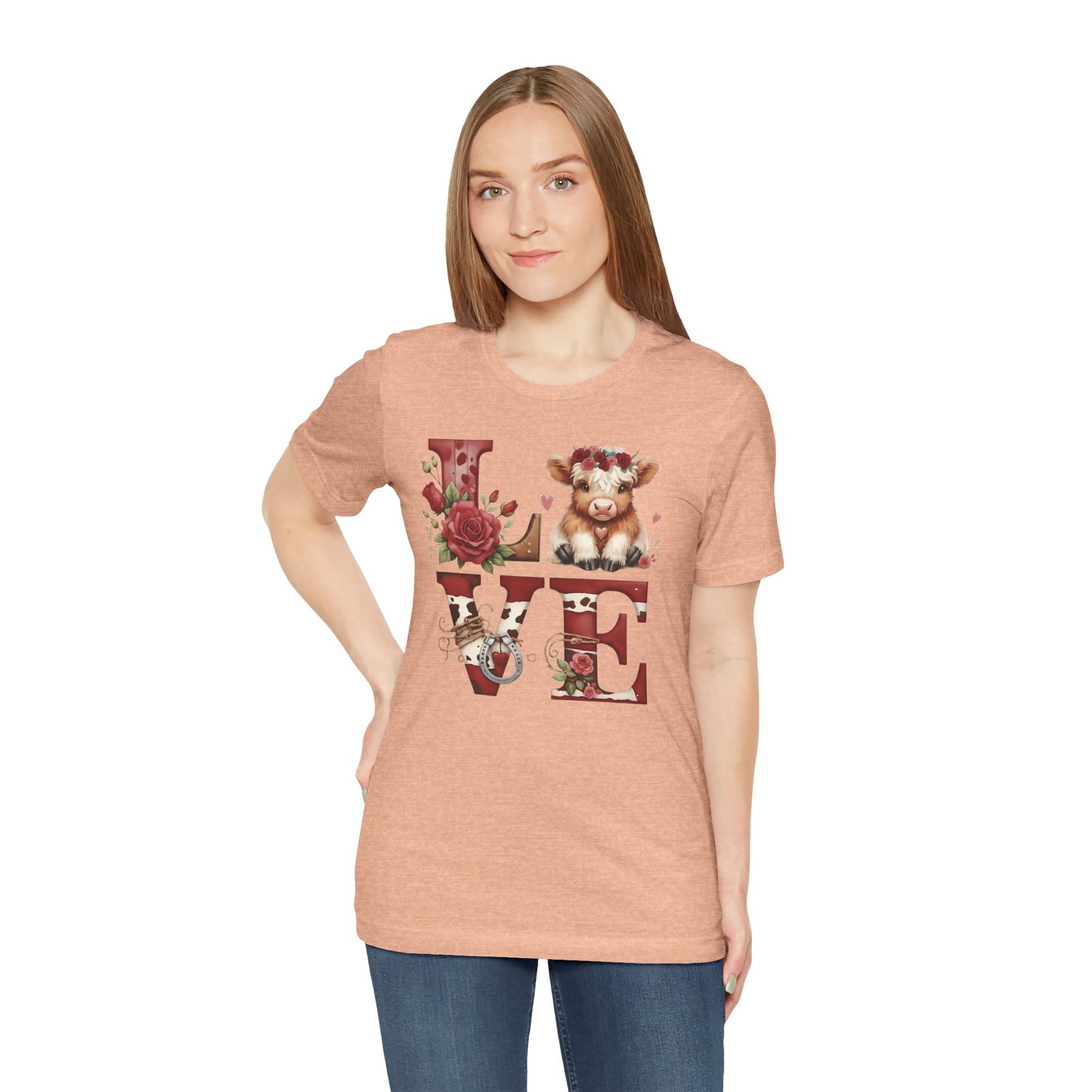 Western Valentine Highland Cow love valentine Tee - Image 53