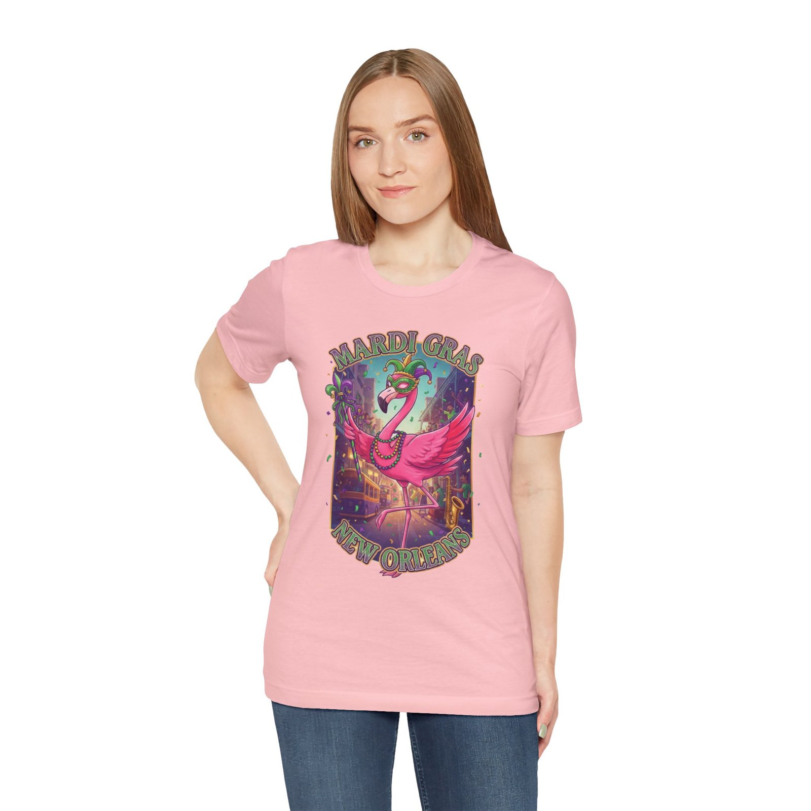 Mardi Gras Flamingo New Orleans Tee NOLA Carnival Parade Shirt - Image 178