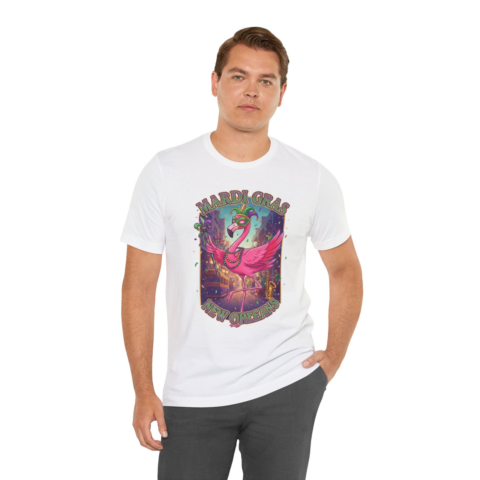 Mardi Gras Flamingo New Orleans Tee NOLA Carnival Parade Shirt - Image 8