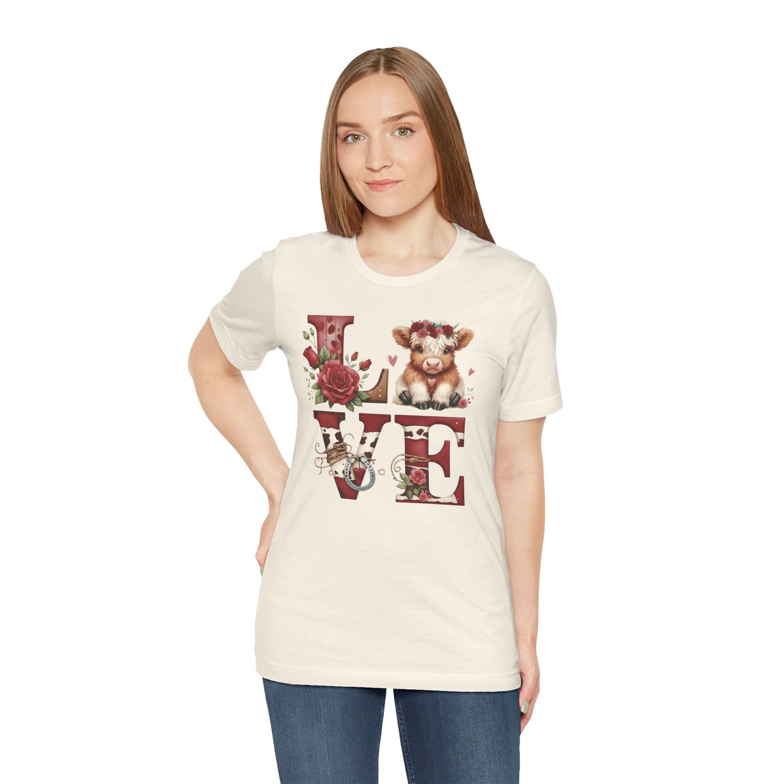 Western Valentine Highland Cow love valentine Tee - Image 37