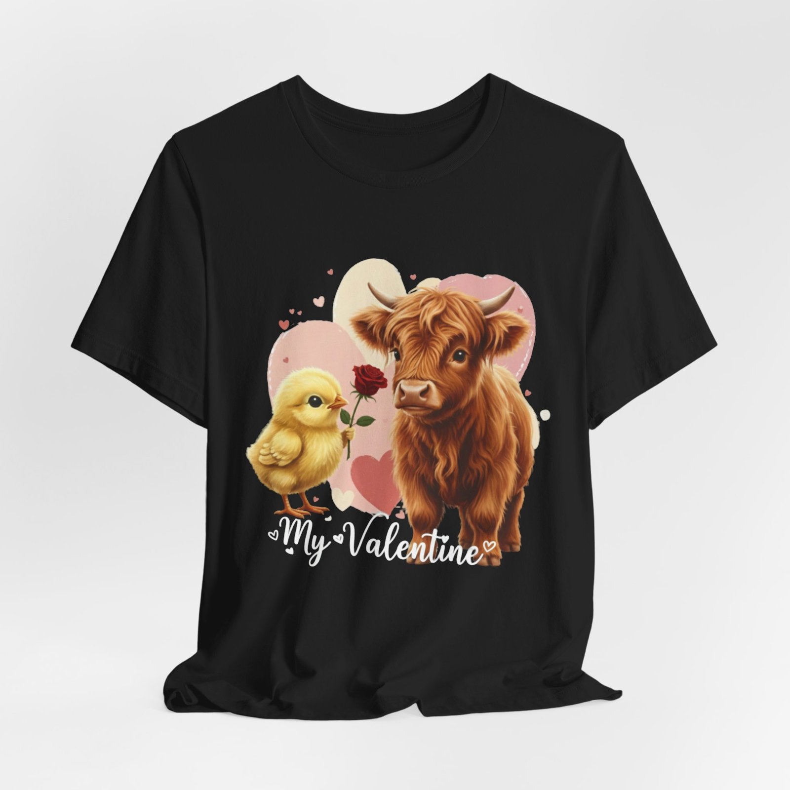 My Valentine Highland Cow and Chick Tee Valentine Shirt - Image 22