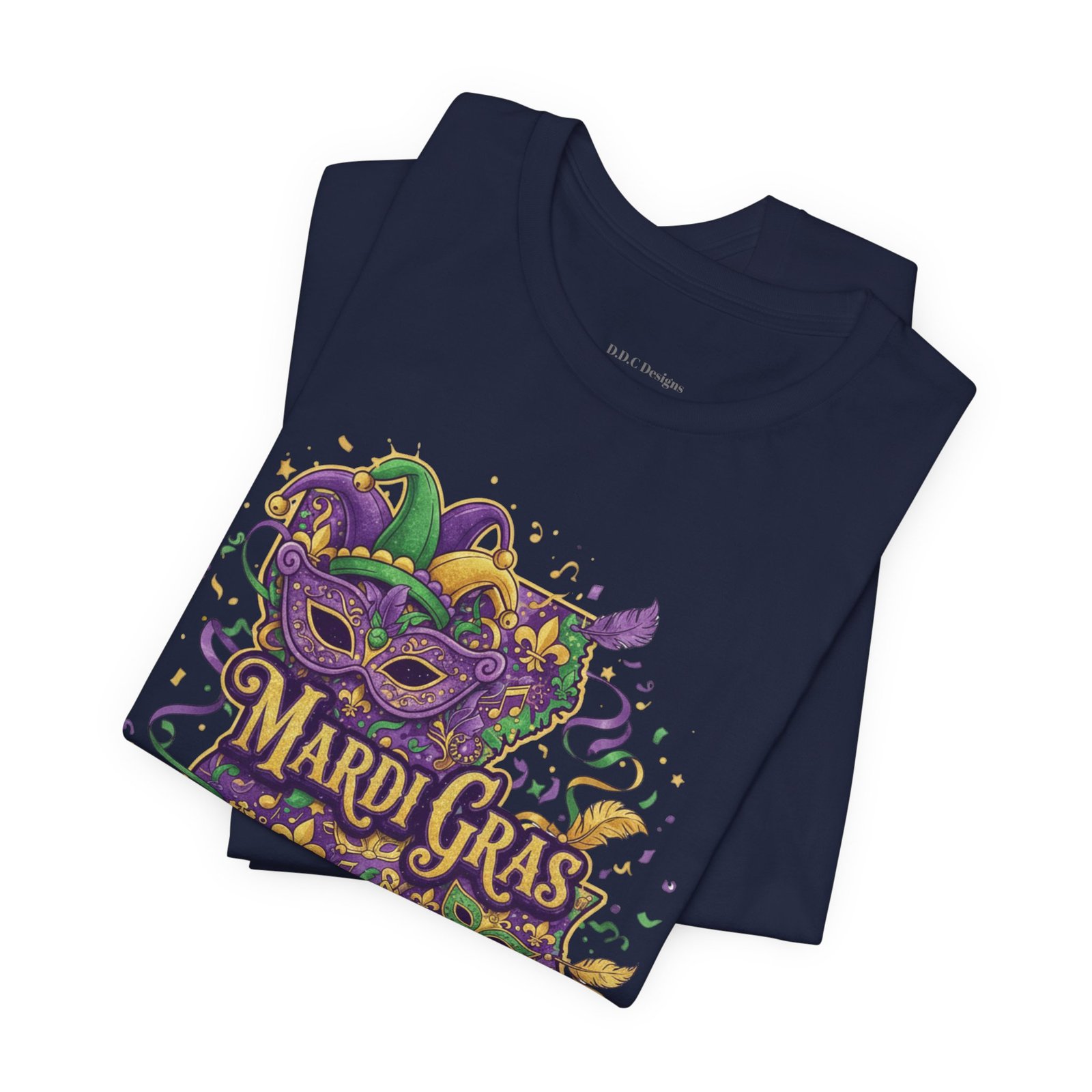 Louisiana Mardi Gras State Silhouette T-Shirt | Purple Green Gold - Image 179